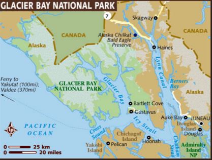 glacier bay alaska map national park maps usa america north fishing lonelyplanet location icy nearest point environment princess strait celebrity