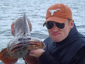 Alaska Fishing Vacations Lingcod with Angler at Alaskas Boardwalk Lodge