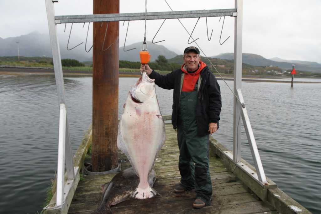 Man with Alaska halibut